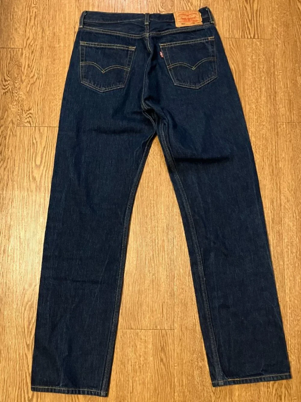 Levis 501 Shrink To Fit Raw Denim Jeans Mens 34x36 Measures 32x33 Rigid Indigo
